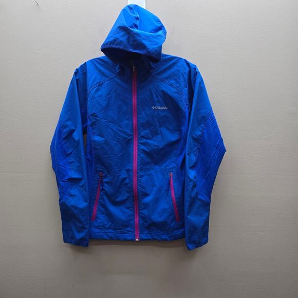 Columbia Hooded Full-Zip Omni-Shield Windbreaker Rain Jacket Blue Size Small - Picture 1 of 5